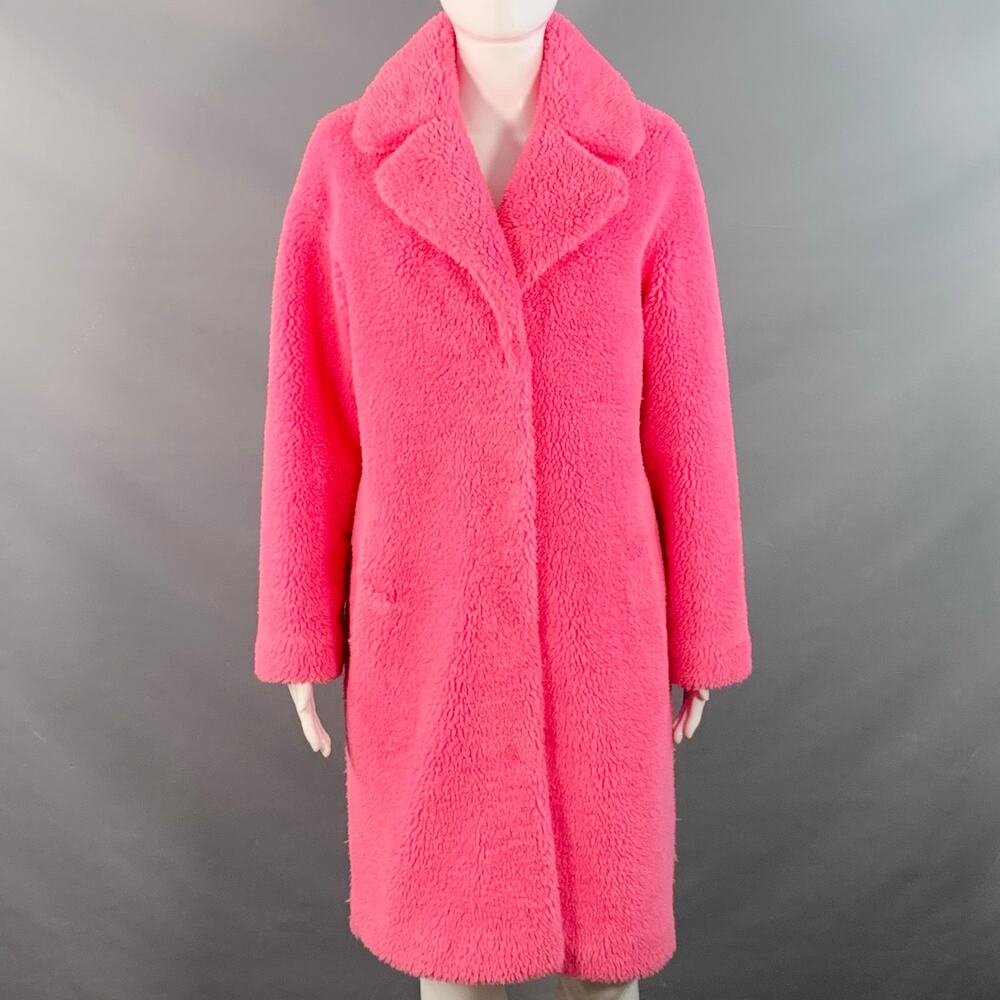 STAND STUDIO Size XS Camille Cocoon Pink Polyester Faux Fur Notch Lapel Coat